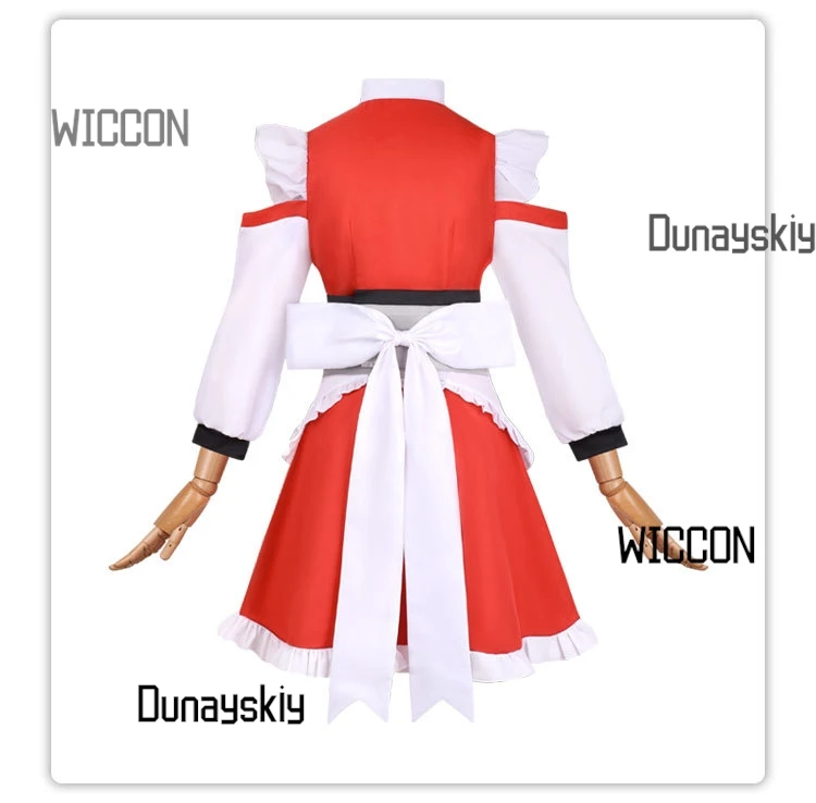 ماريا كوسبلاي من الرسوم المتحركة "أعظم الخيميائي في كل الأوقات": بدلة فستان خادمة باللونين الأحمر والأبيض، ملابس للحفلات للنساء