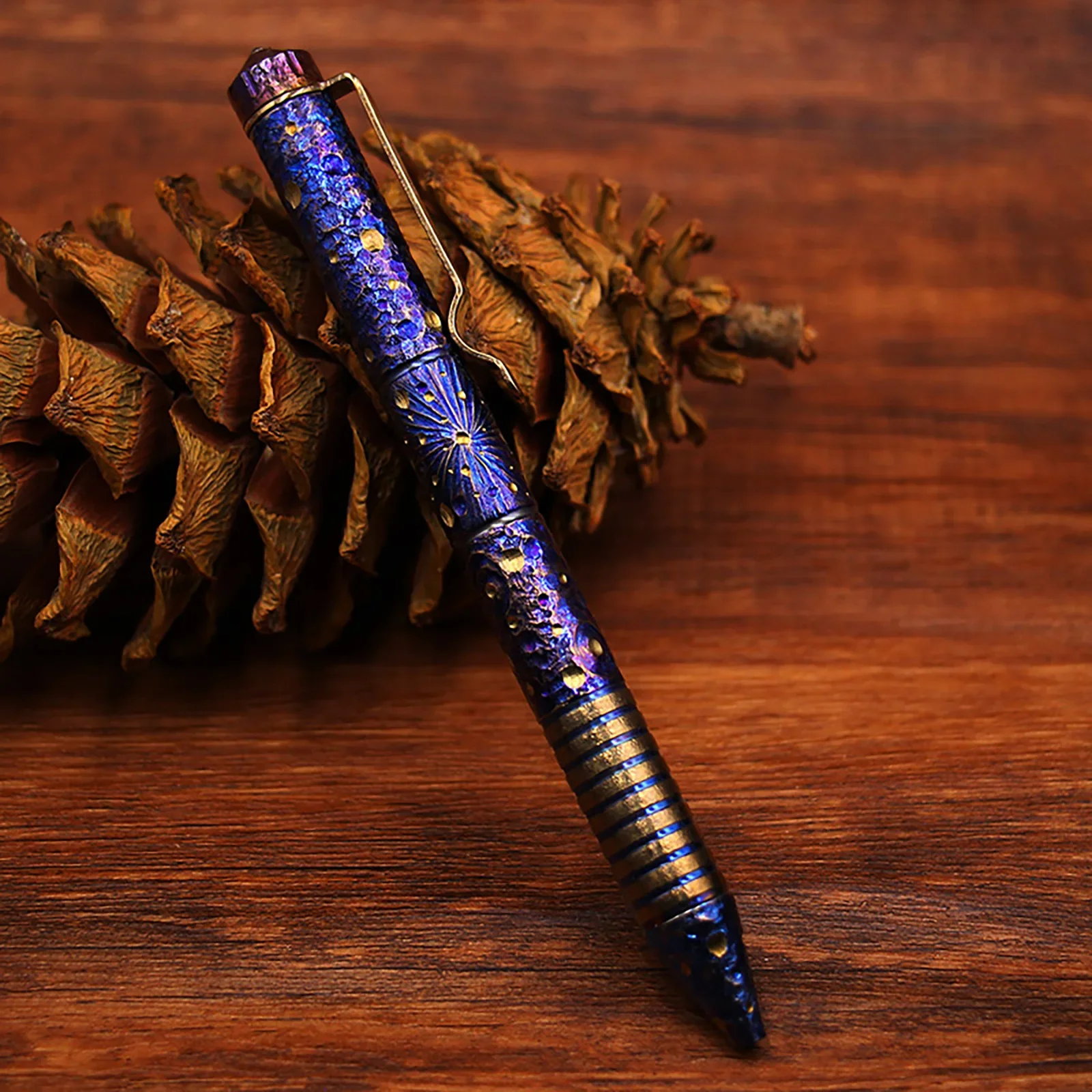 Titanium alloy tactical pen hand carved starry sky limited edition EDC metal neutral pen signature pen writing pen