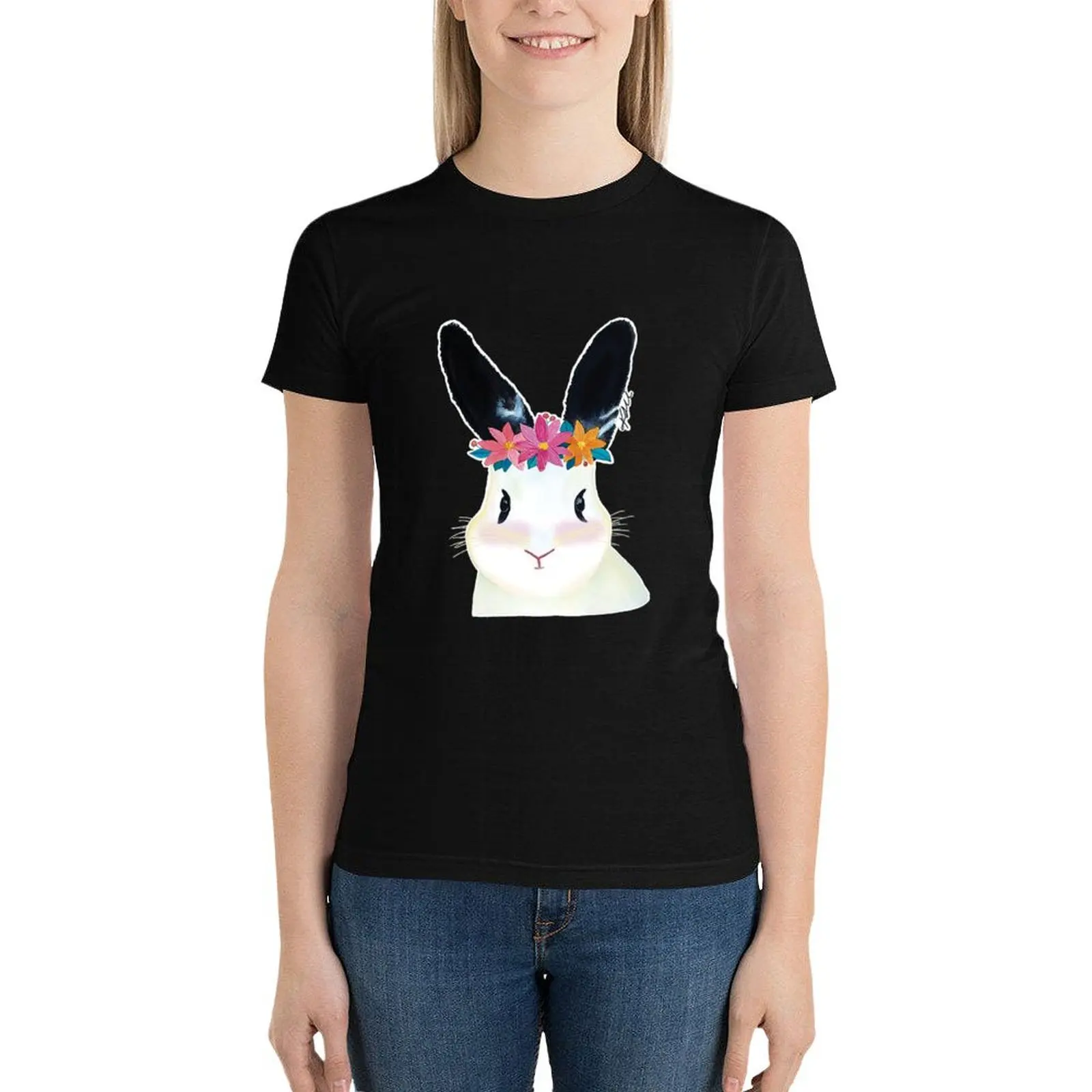 Mochi the bunny T-Shirt Female clothing aesthetic clothes funny cropped t shirts for Women