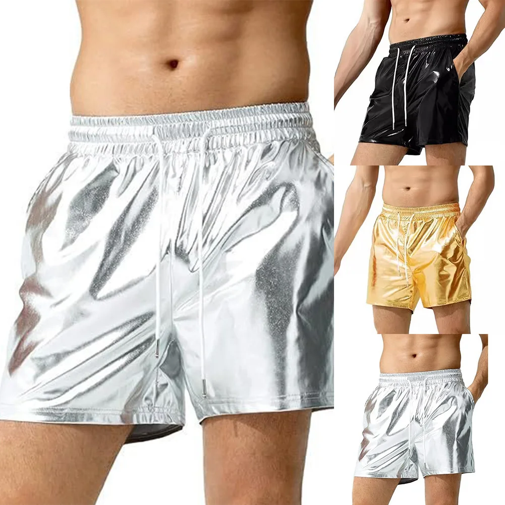 GYM Shorts Shorts Heren Heren Korte broek Sporttraining Strandbroek Bodybuilding Wetlook Gloednieuw kunstleer