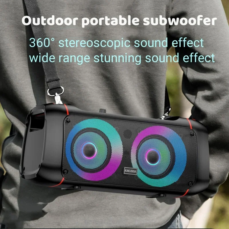 Outdoor Super Bass Subwoofer Caixa De Som Bluetooth Speakers Wireless Sound Column Straps Compatible Home Karaoke with MIC FM