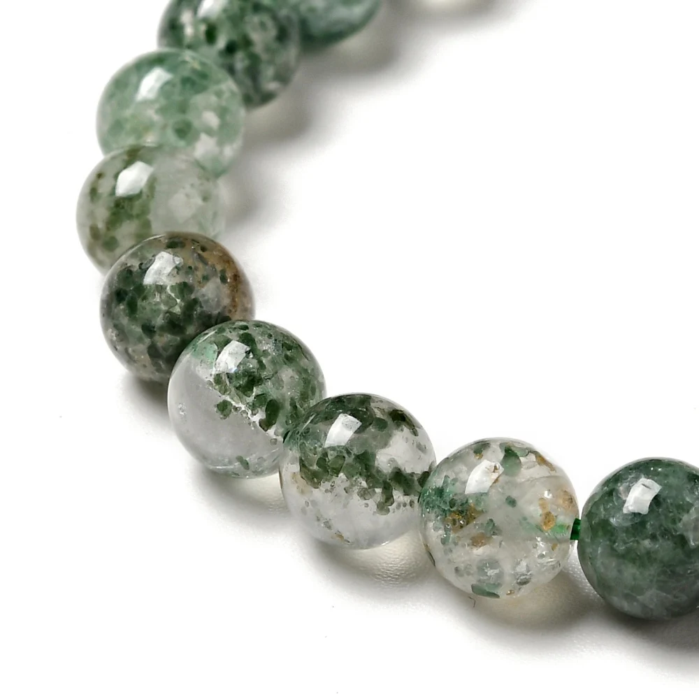 2 Strands Natural Stone Beads 6mm 8mm Gem stone Green Lodolite Quartz Beads for Jewelry Making Spacer Bead DIY Bracelet Necklace
