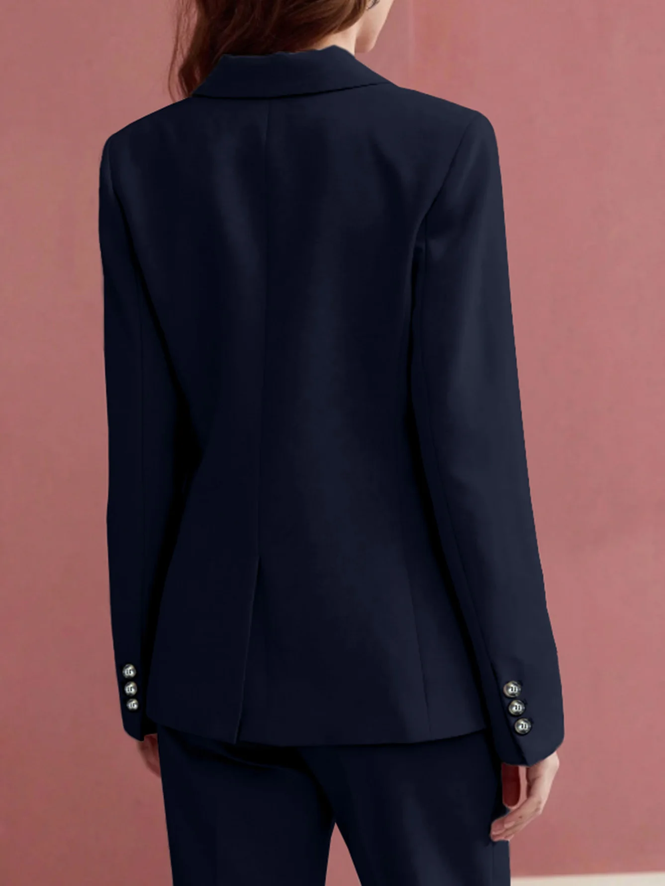 Damen-Anzug, elegant, einfarbig, für Pendler, Alltagskleidung, spitzes Revers, Jacke und hohe Taille, gerade Hose, zweiteiliger Anzug