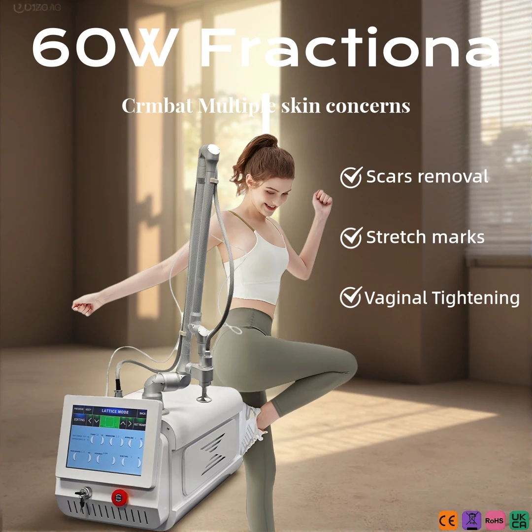 Laser CO2 fractionné 10600 nm pour le raffermissement de la peau et l'élimination des cicatrices, de l'acné, des vergetures et des tatouages, rajeunissement cutané, certifié CE, usage clinique et domestique
