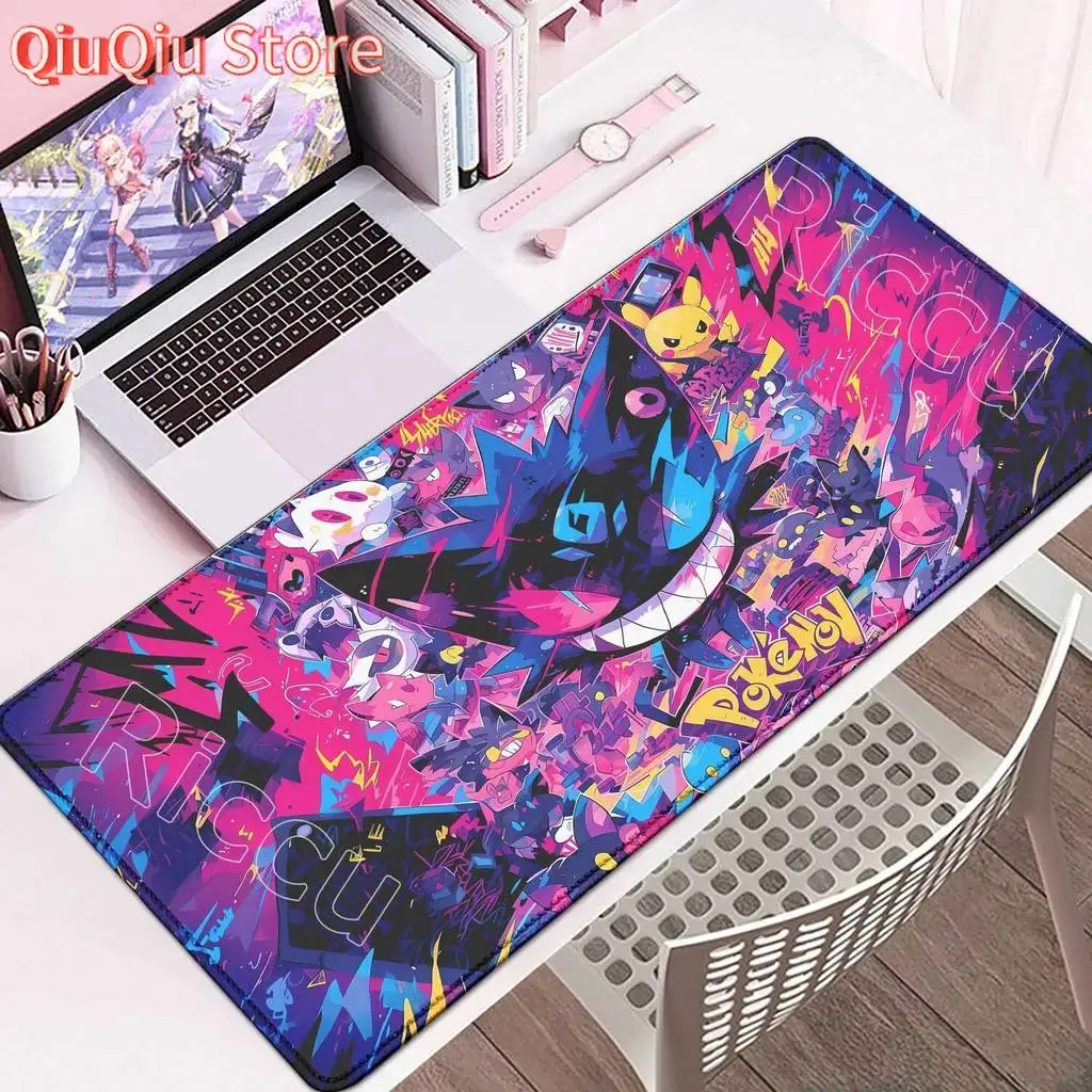

Mouse Pad Large PC Black Purple Japan Anime Desk Mat Laptop P-pokemonS Monster Keyboard Rug Gaming Accessories G-gengar Mousepad