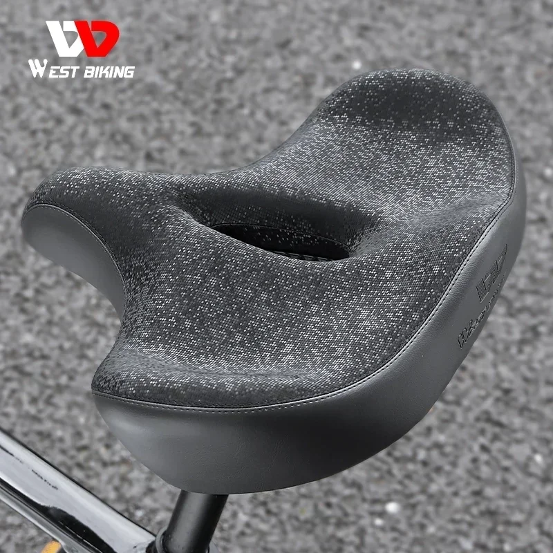 

WEST BIKING MTB Comfortable Saddle Ultra Wide Ergonomic Comfy Seat For Electric Bicycle Shock-Absorbing City Bike Foam Saddle