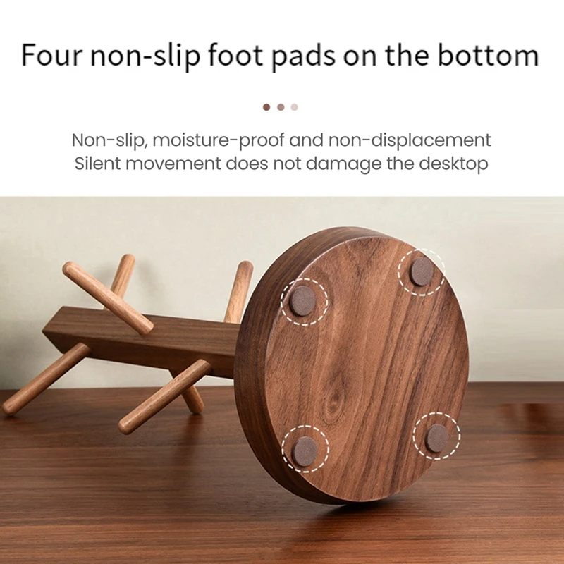 ABDJ-porte-tasse en bois, tasse à café à 6 crochets et porte-tasse à thé, rangement de cuisine avec Base Stable