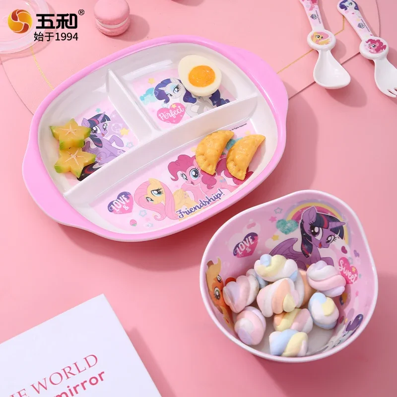 بلدي ليتل المهر أدوات المائدة الكرتون الغذاء الصف أطباق عشاء مكافحة السقوط أنيمي تحت عنوان وعاء الأرز كوب الطفل أدوات المائدة الغذاء التكميلي