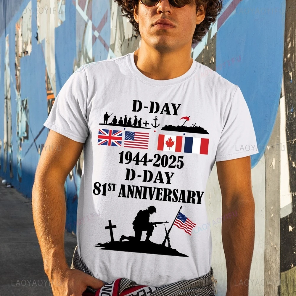 

1944 Вторая мировая война, Нормандия, военный национальный флаг, футболка с рисунком военного персонажа, семейный солдатский дизайн, футболка в честь дня 81-го дня
