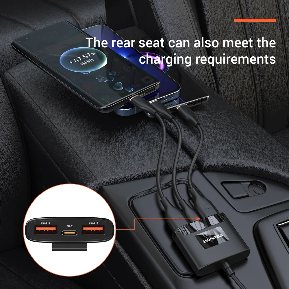 Caricabatteria da auto veloce 5 IN 1 78W caricabatteria da auto multiporta USB Type-C per iPhone14 13 Pro QC3.0 PD3.0 PPS caricabatteria da auto