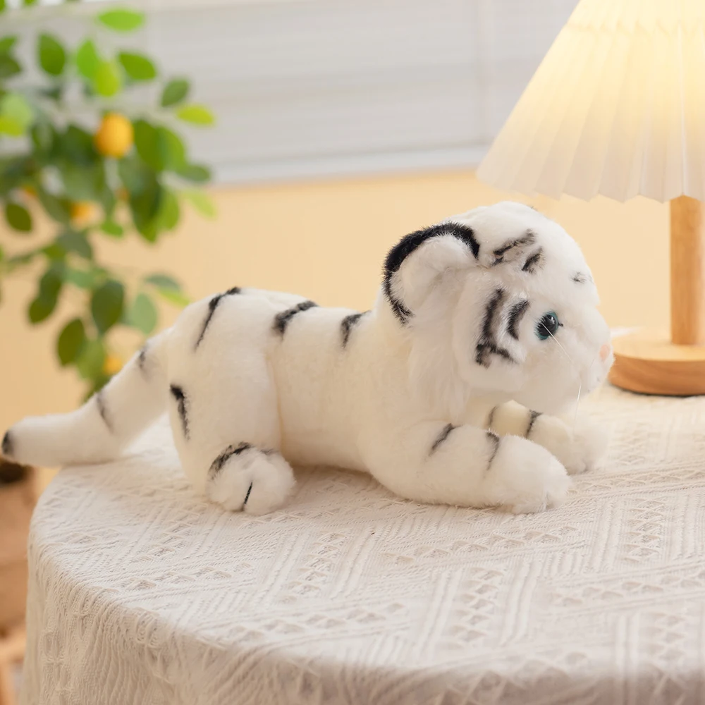 

Мультяшная имитация белого тигра, плюшевая игрушка, мягкая кукла, дикое животное, лесной тигр, подушка, подарки на день рождения для мальчиков