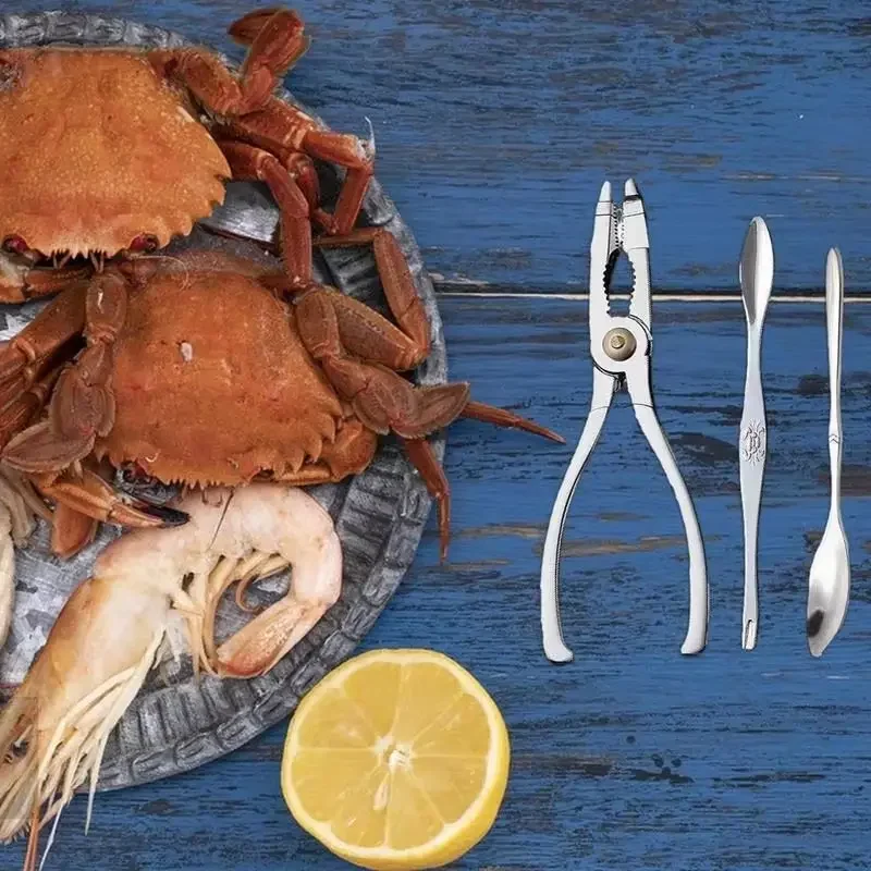 Three-Piece Crab Peeling Set Stainless Steel Kitchen Crab Peelers Quick Crab Peel Hairy Crab Removal Tool Three-Piece Set