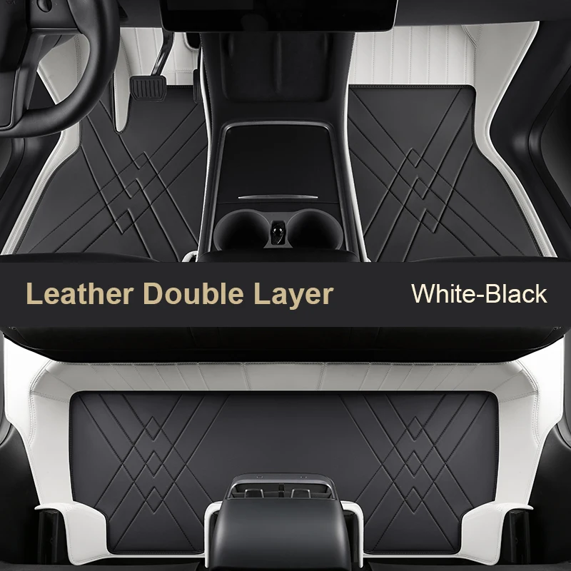 For  Tesla Model 3 2023 Custom Fit Car Accessories Floor Mat Interior ECO Material Genuine Leather for Front and Rear Seat