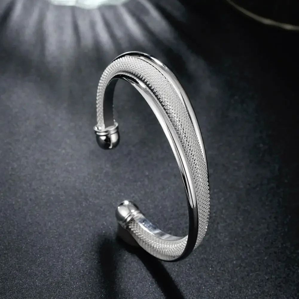 Fashion Custom cuff bangles 925 Sterling Silver Bracelets for Women Wedding Party Christmas Gifts charm streetwear Jewelry