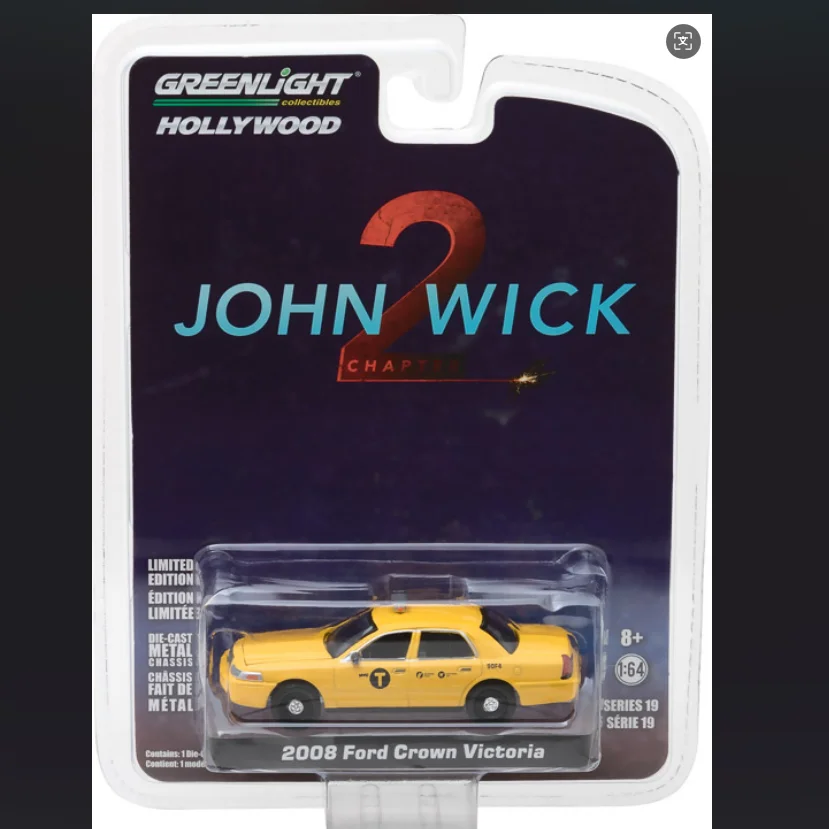 

GreenLight 1:64 Hollywood 19 John Wick-2008 Ford Crown Victoria Taxi, коллекционная модель автомобиля из литого сплава, подарок