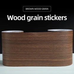 PVC wood grain sticker self-adhesive brown straight grain self-adhesive wallpaper kitchen wood board hole trimming decorative fu