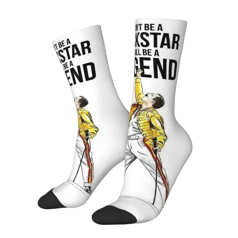 Kawaii Printing Freddie Mercury Rock Legend Socks for Men Women Male Stretchy Summer Autumn Winter British Singer Crew Socks