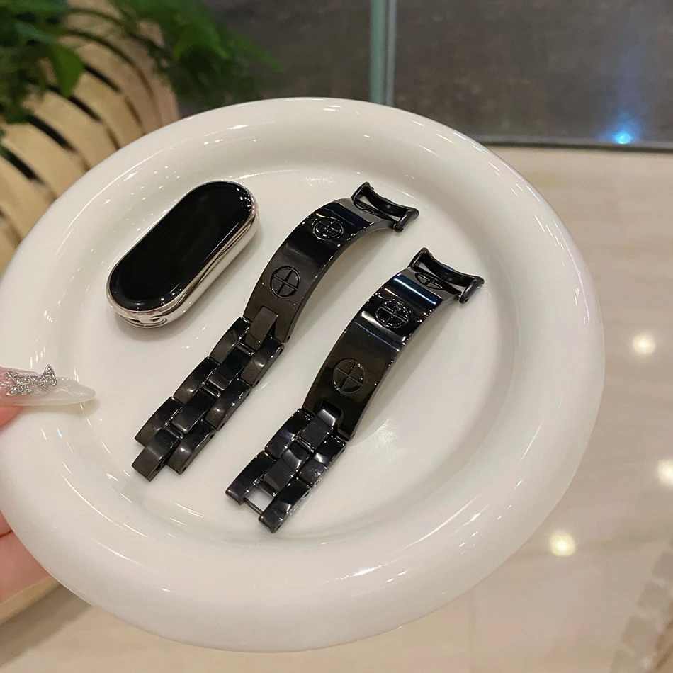 Strap For Xiaomi Mi Band 10 9 8 Pro Watchband For Miband 8Pro 9 Pro Fashion Metal Cross Bangle Women Copper Bracelet Wristband