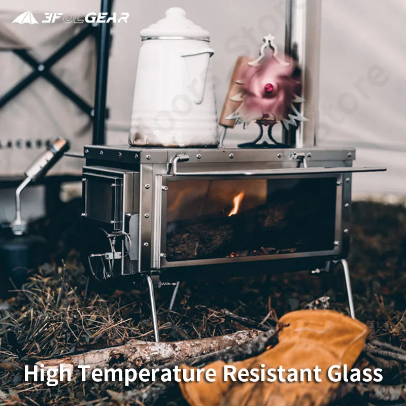 

3F UL GEAR 2022New Outdoor Heating Furnace With Chimney 304 Stainless Steel Multifunctional Picnic Firewood Stove Tent Keep Warm