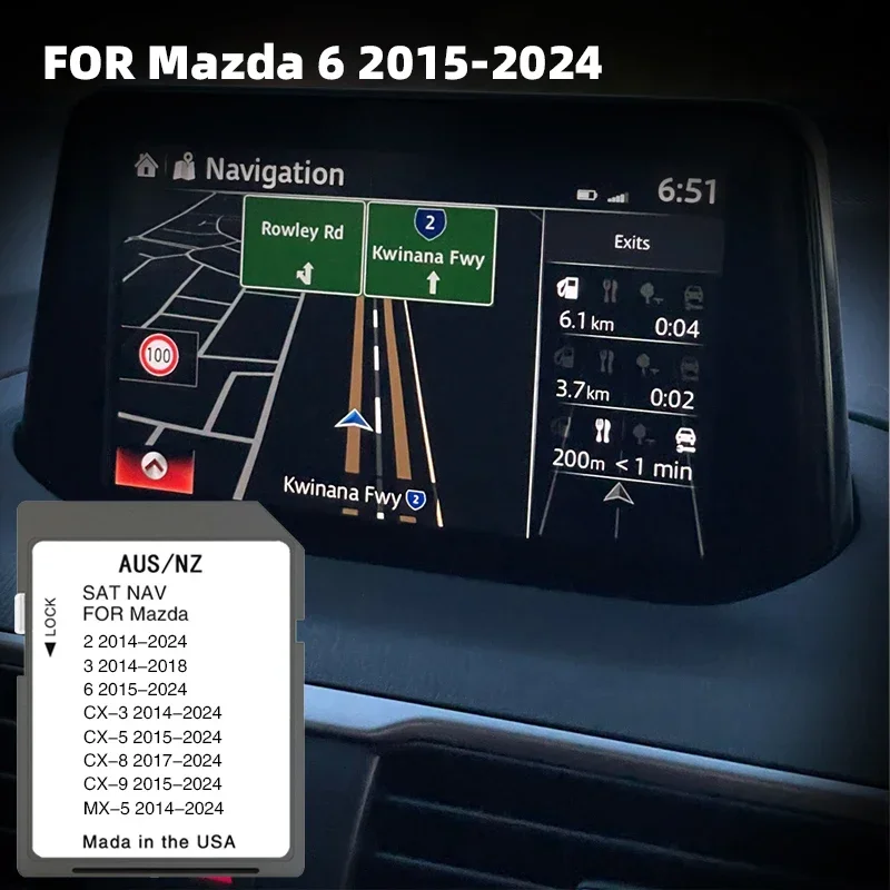 Compatible for Mazda 6 2015-2024 Vehicle Update 2024 Australia New Zealand maps SD Card GPS Connect 1 System Navigation