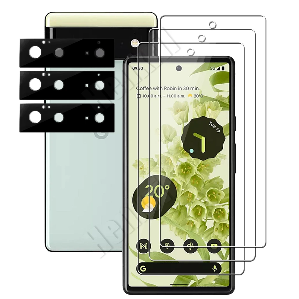 

For Google Pixel 6 (5G) (3pcs) Camera Lens Protector & (3pcs) Tempered Glass Screen Protector