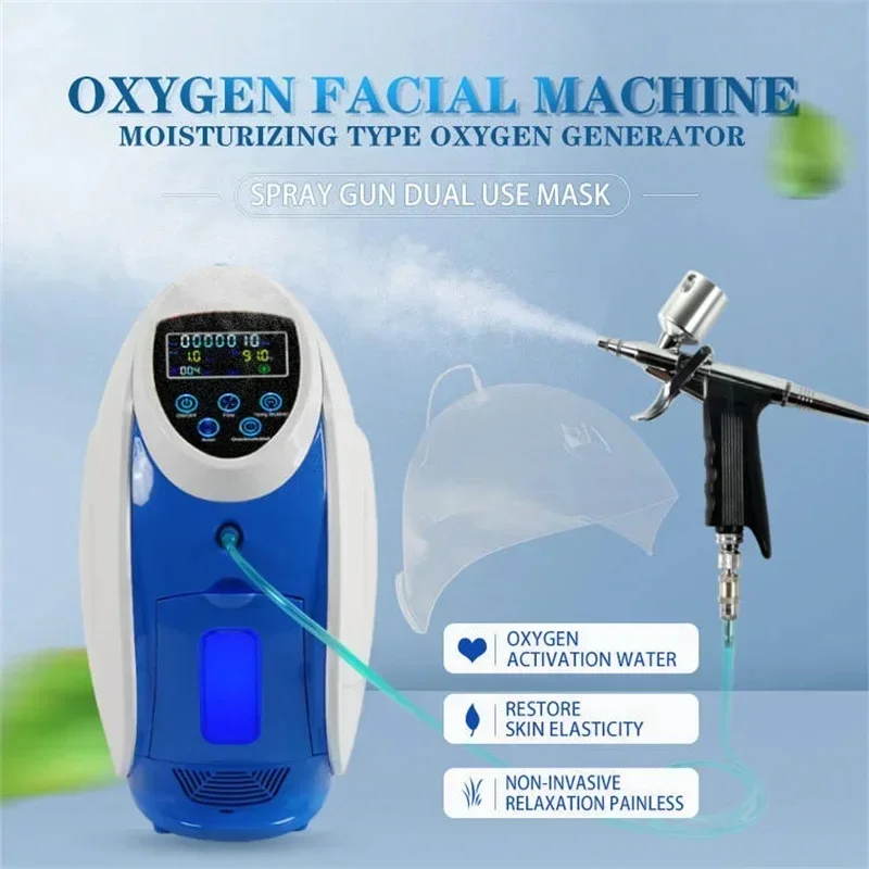 20262 In 1 Oxygen Facial Mask Oxygen Sprayer Therapy Powerful Aqua Moisturizing Face Care Anti Aging Home Salon Beauty Equipment
