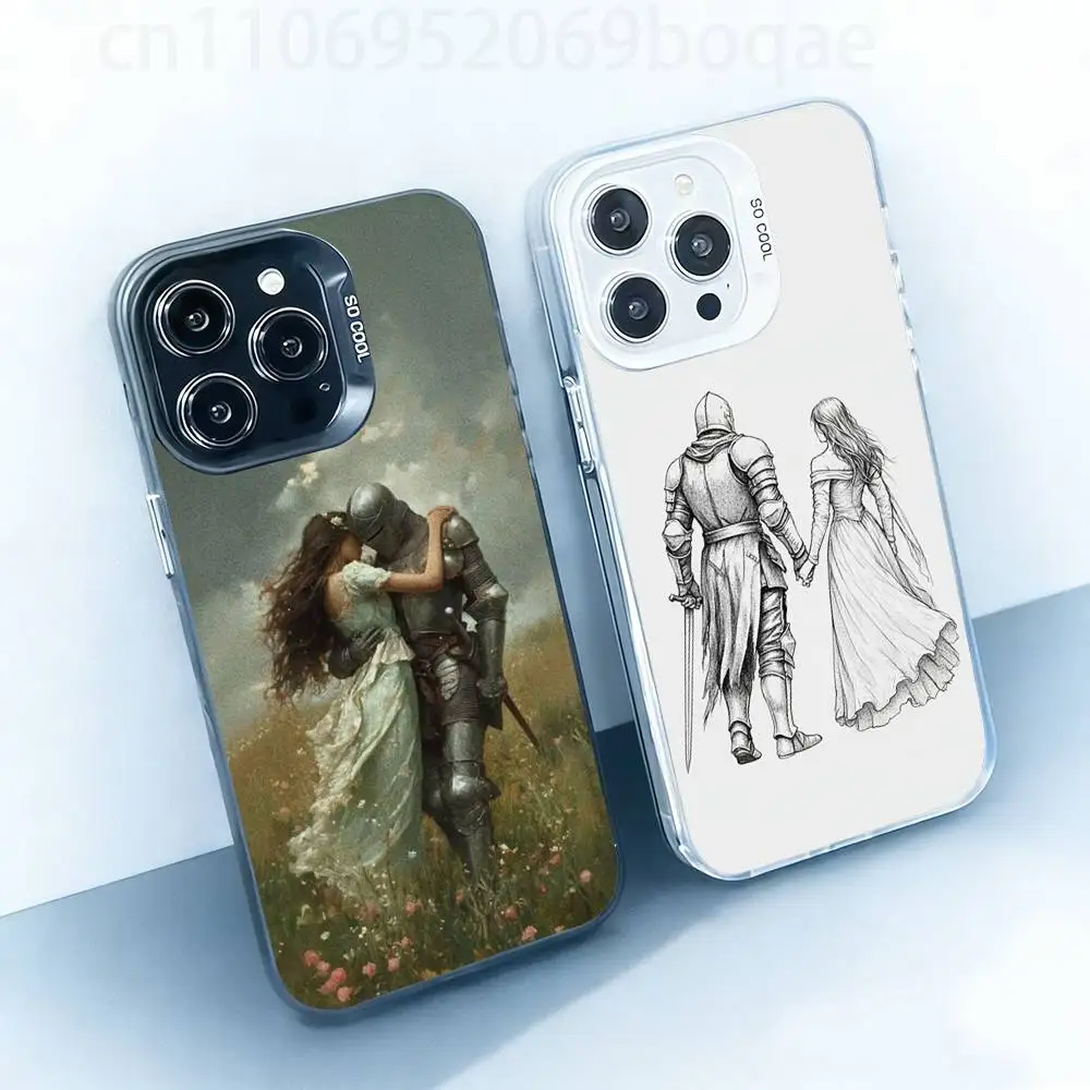 

The Knight and the Maiden White Shockproof Phone Case For iPhone 17,16,15,14,13,12,11,Pro,XS,Max,Plus,Mini,SE