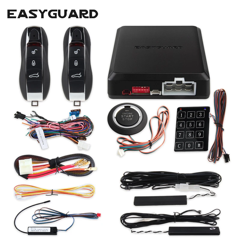 

EASYGUARD EC002-PO Пассивный замок без ключа Разблокировка автоматической системы сигнализации Комплект дистанционного запуска двигателя Система бесключевого доступа запуск зажигания