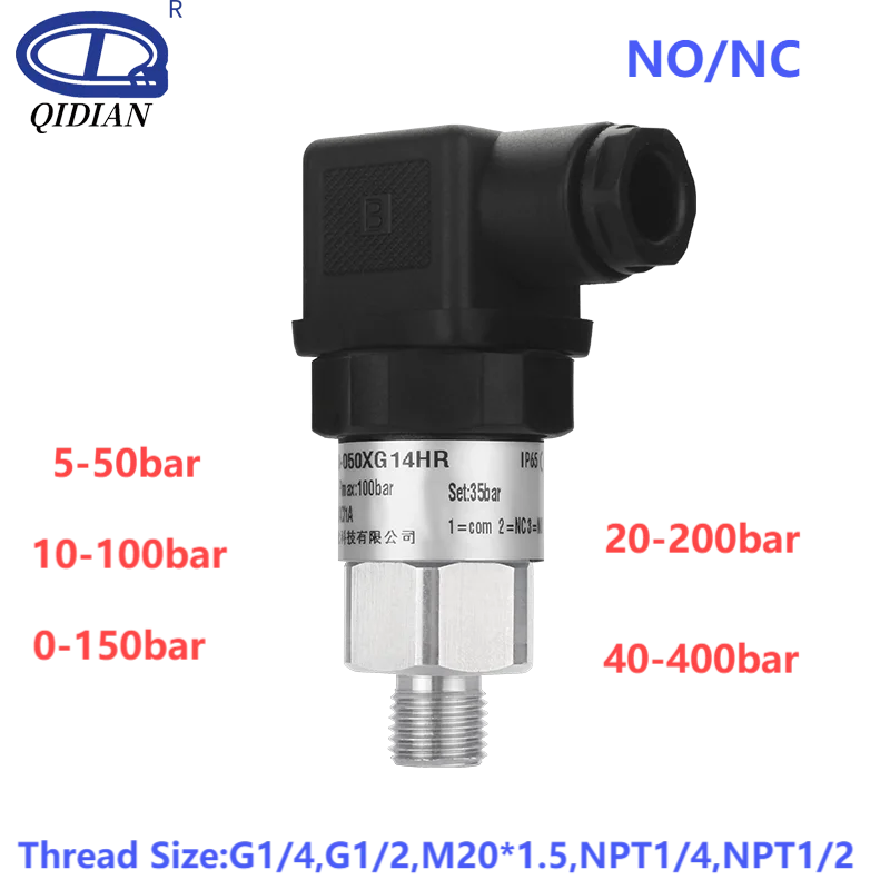 Mechanical Pressure Switch 0.8-5bar 0-10bar 5-50bar 200bar Piston Type Water Pump Air Oil Pressure Control 1-16bar 1-30bar 5-50