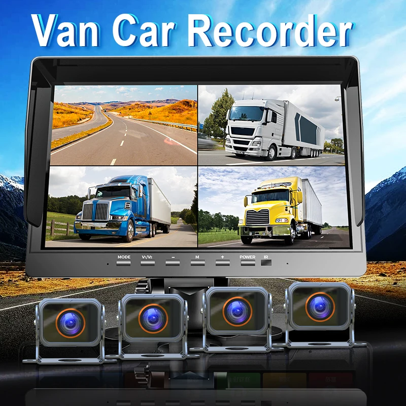 【Hot Selling】4 CH AHD Wireless   10.1 Inch 1080P Car Rear View   Rear View  s Back up   System DVR Recorder