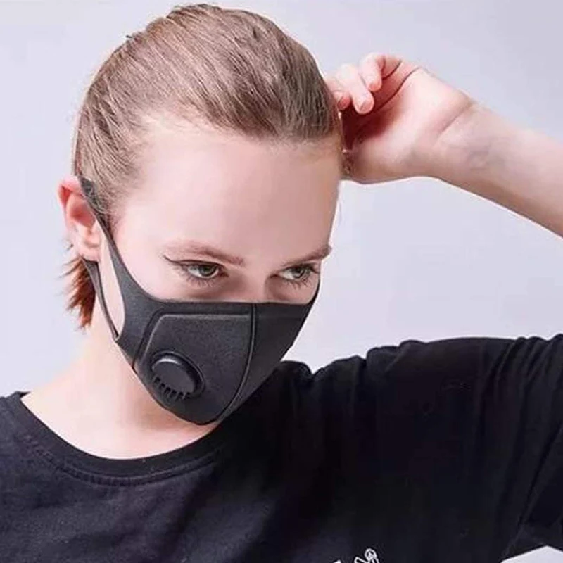 Z30 Sponge Masks With Breathing valve Anti Pollution Filter Washable Cotton Reusable Black Mask For Men Women Cycling Equipment