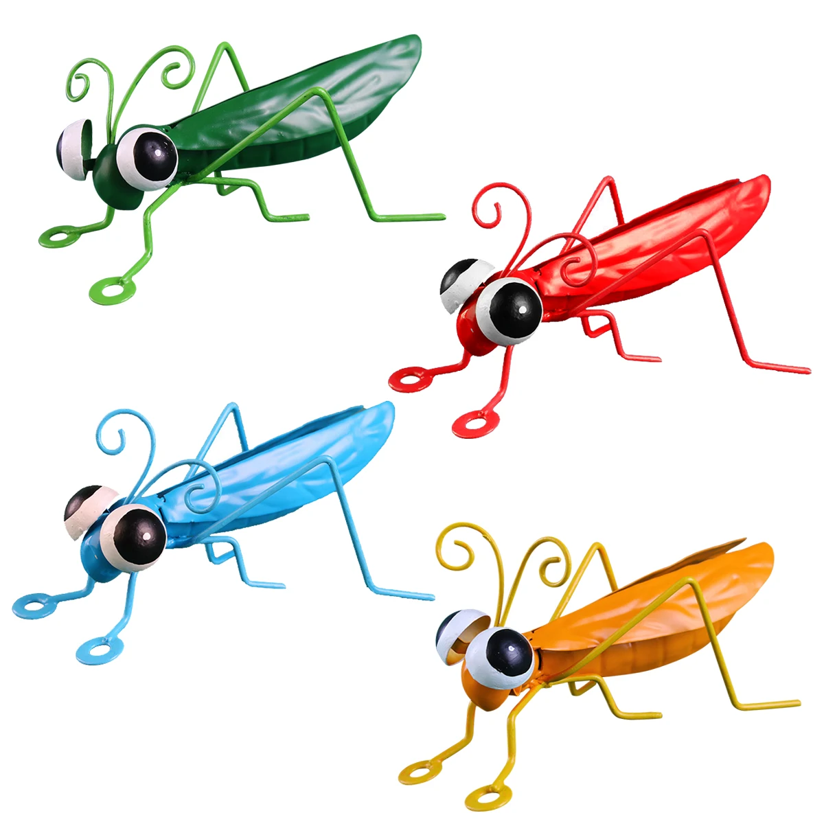 4 Pcs Wrought Iron Cute Cartoon Ornaments Insect Grasshopper Wall Decoration Hanging Pendant Craft Bedroom Art Accents Home Dec