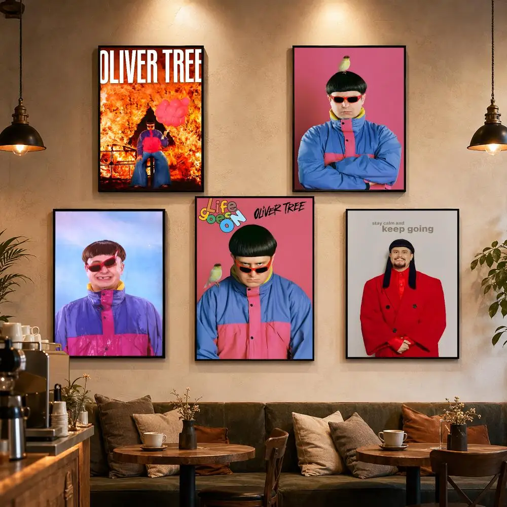 Singer O-Oliver Tree Poster Self-adhesive Art Waterproof Paper Sticker Coffee House Bar Dorm Room Wall Decor