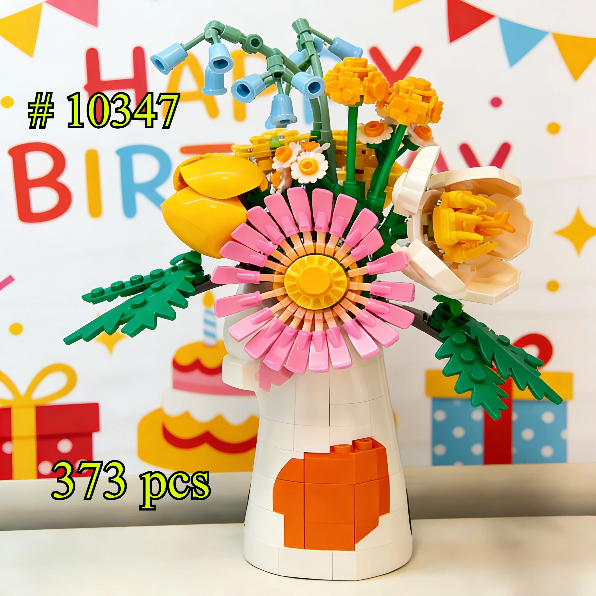 

Романтический солнечный букет 10347, набор строительных блоков, подходит для подарков на день рождения, совместим с деталями Lego, 373 детали