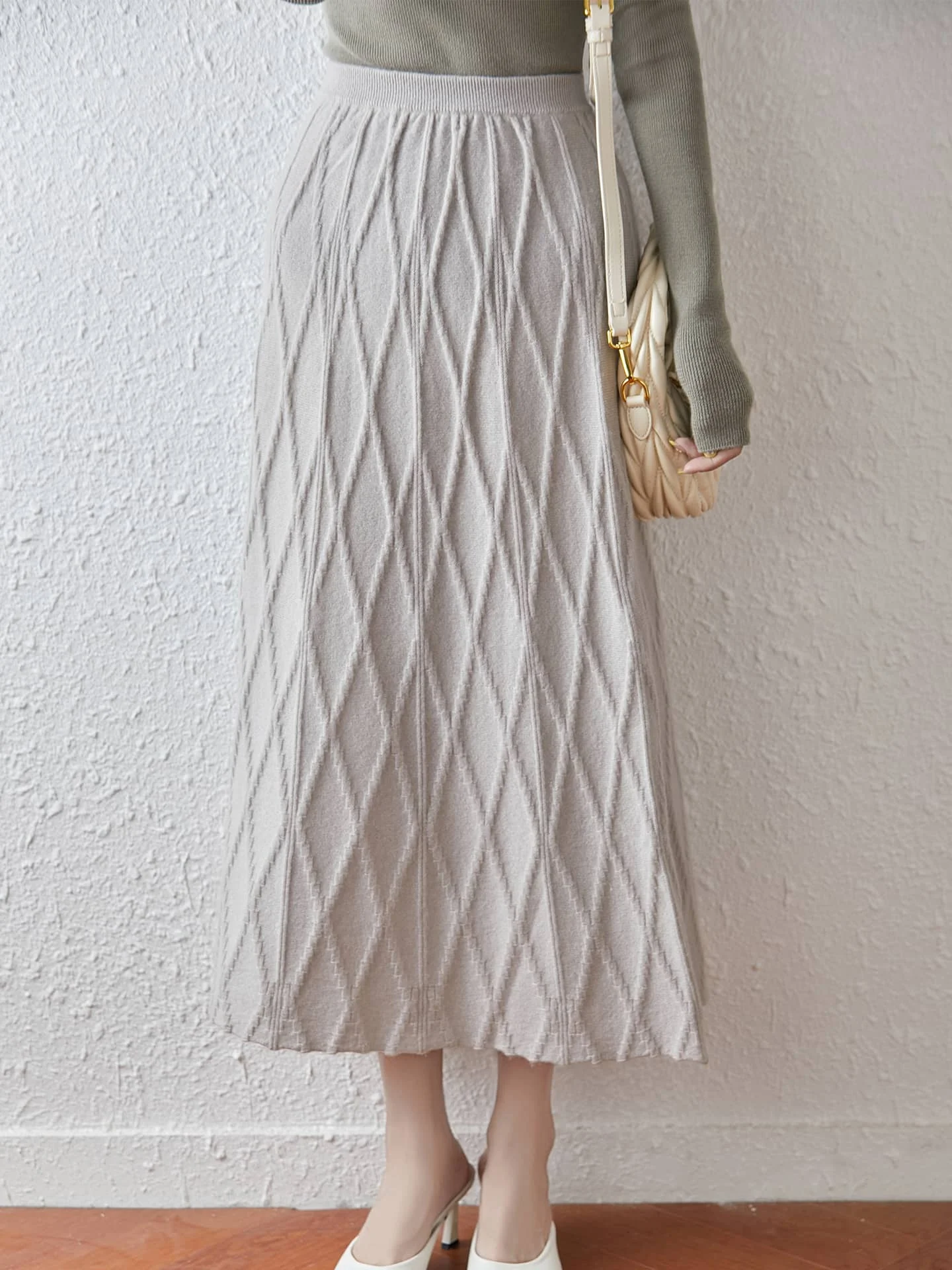 100% Merino Wool Women's Skirt Autumn Winter Thick Casual Fashion Cashmere Knitted Skirt