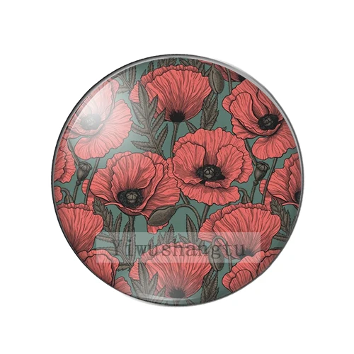 Bright Red Poppies Flowers Art Paintings 12mm/18mm/20mm/25mm Round photo glass cabochon demo flat back Making findings