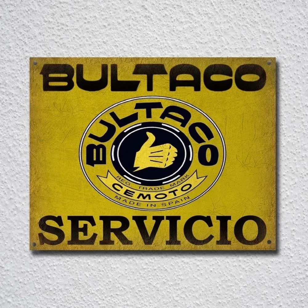 Bultaco Servicio Muestra Del Tin Sign Metal Sign Metal Poste
