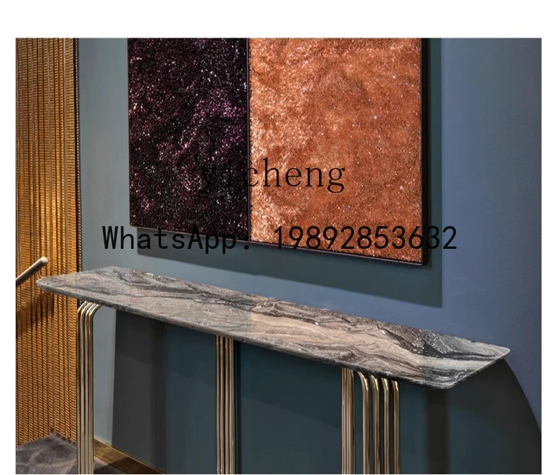 AA  marble entrance table modern simple entry stainless  table against the wall entrance table