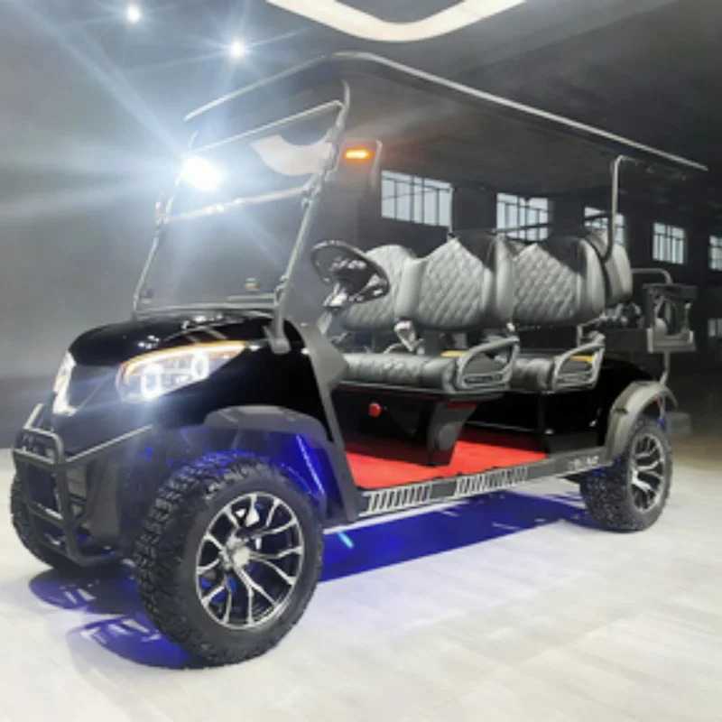 

Новый электрический гольф-кар 2026 года, 6-местный, 4-колесный, с LED-подсветкой шин, складным ветровым стеклом и 14-дюймовыми шинами