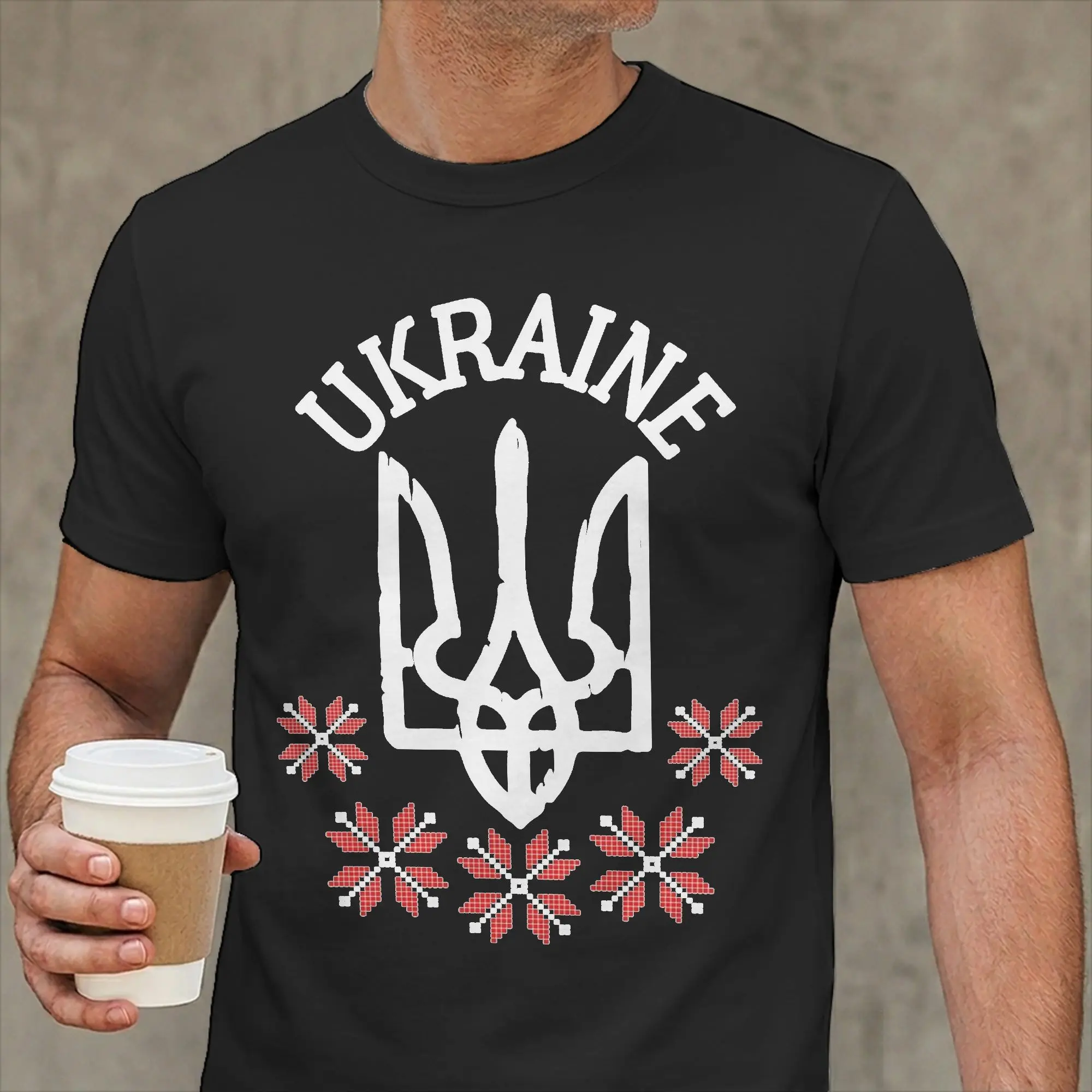 Ukraine Symbol T-Shirts Men  Vintage Cotton Tees Round Neck Short Sleeve T Shirt Summer Clothes