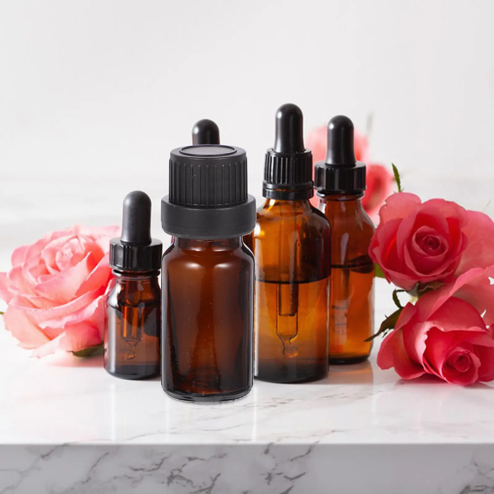 

20Pcs Glass Essential Oil Bottles Brown Leakproof Travel Container Dispenser Perfect for Aromatherapy Makeup Liquids