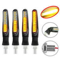 Moto Led Flowing Water Blinker Bendable Flashing Signals Lamp Universal Motorcycle Turn Signal Light Built Relay 12V Flasher