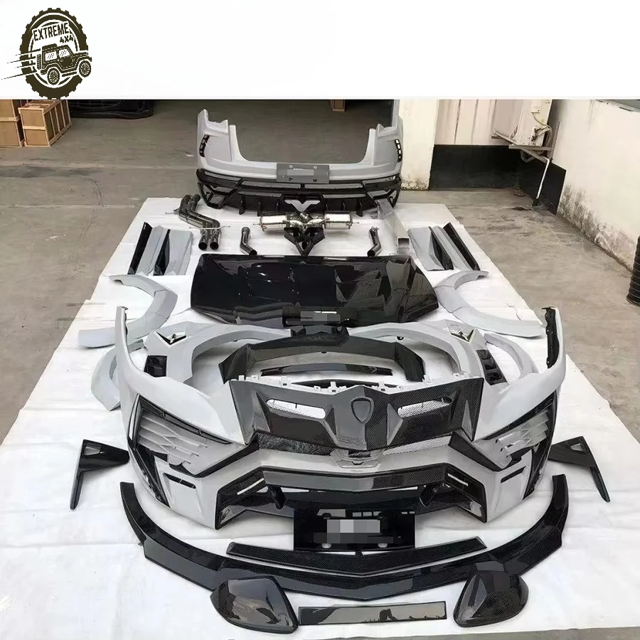 Car Body Kit Parts M-Style With Front Rear Bumper Side Skirts Fenders Mirror Cover Roof Spoiler Rear Spoiler Exhaust Tips Auto