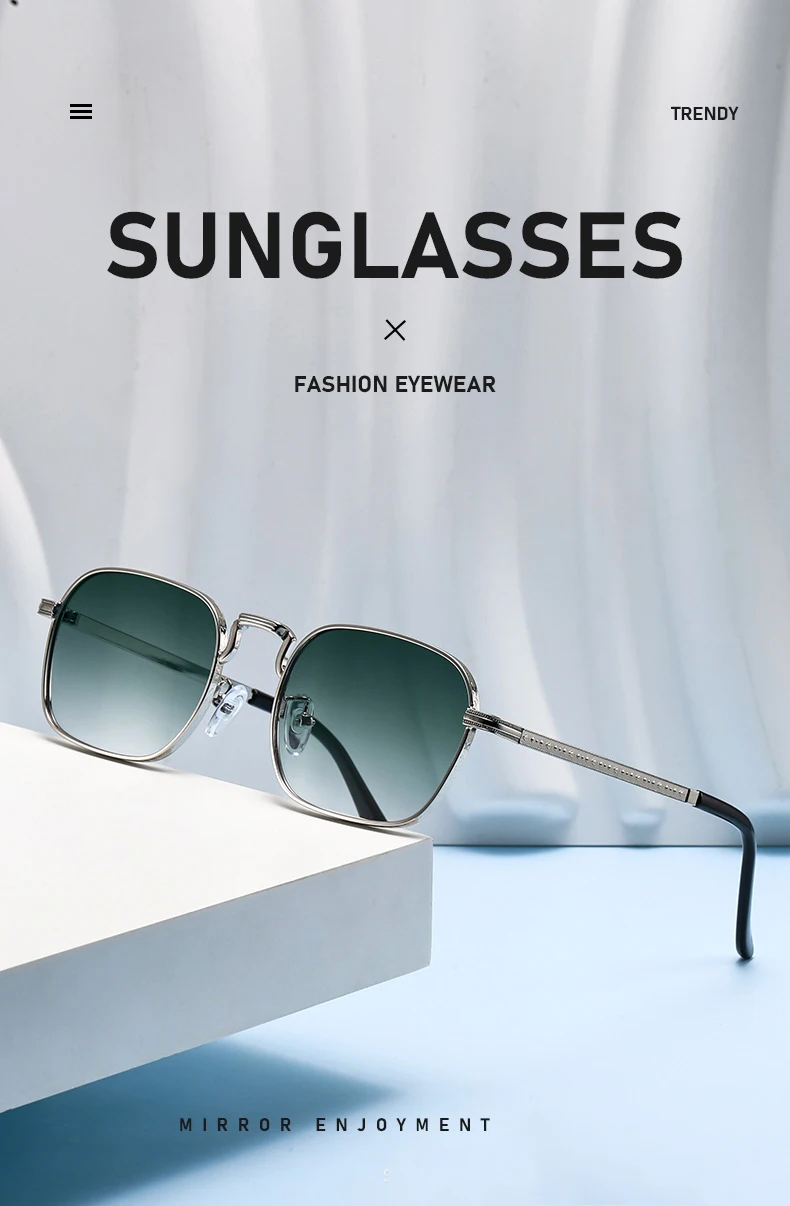 Neue trendige metallische personalisierte vielseitige Herren-Sonnenbrille mit rechteckigen Rahmen im Retro-Stil für Damen 2402 – Detail 4