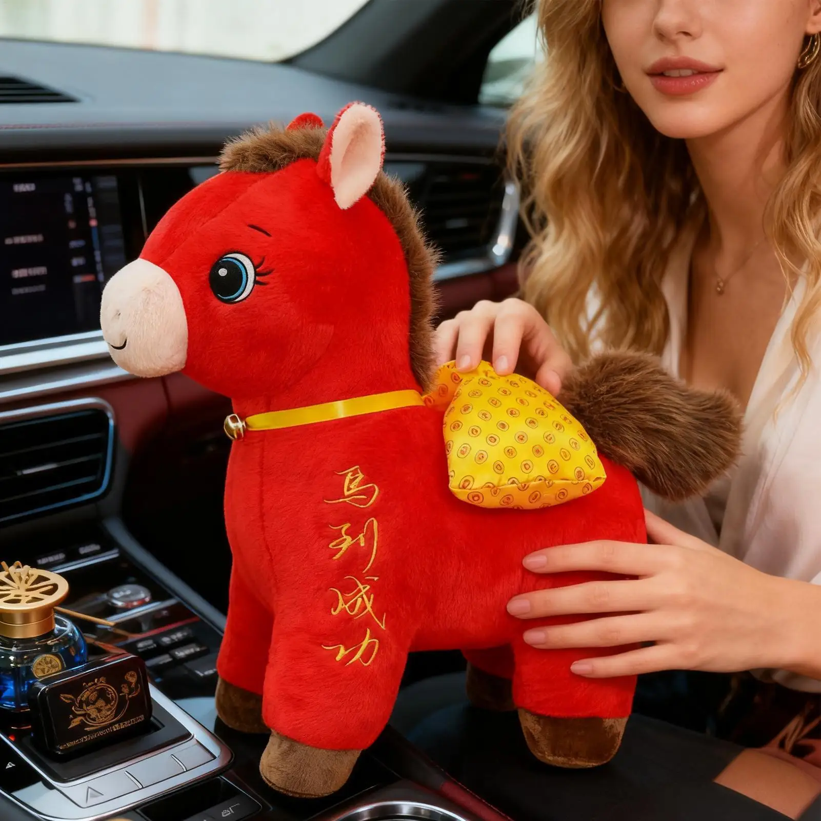 Stuffed Animal Horse Soft Ornament Doll Animal Plush Toys Home Decor For New Year Spring Festival Office Desktop Bookshelf