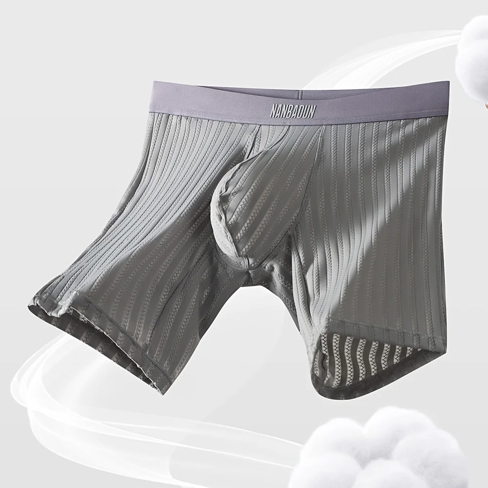 Men Ice Silk Long Leg Shorts Boxer Mesh Breathe Sports Extended Underwear For Man Trunks Hot Hot Lingerie Soft Men's Underpants