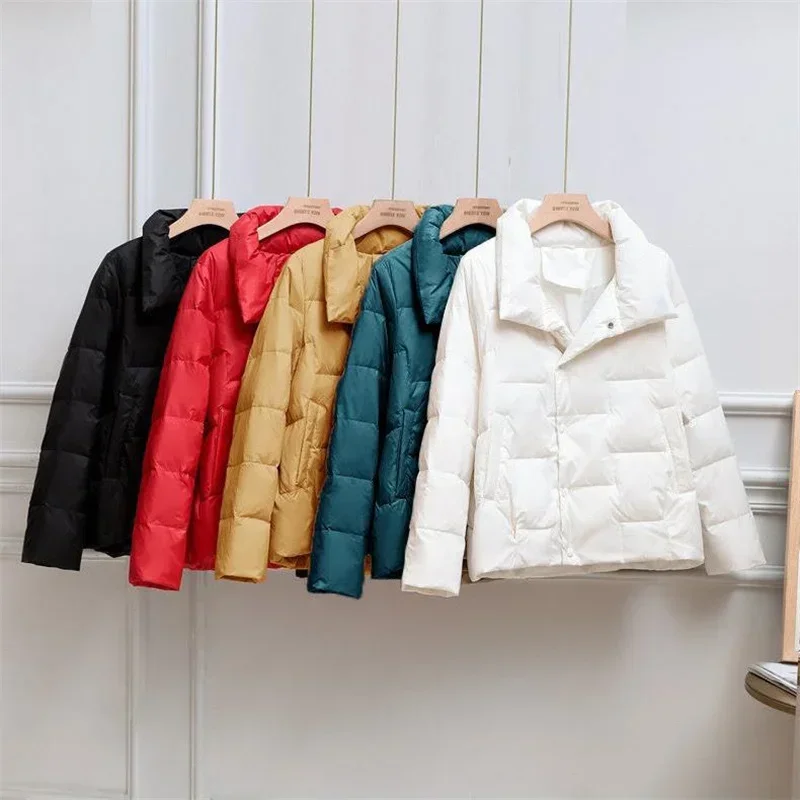 Autumn Winter Parkas Women 2023 New Fashion Stand-up Collar Lightweight Thin Down Cotton Coat Female Casual Warm  Outerwear