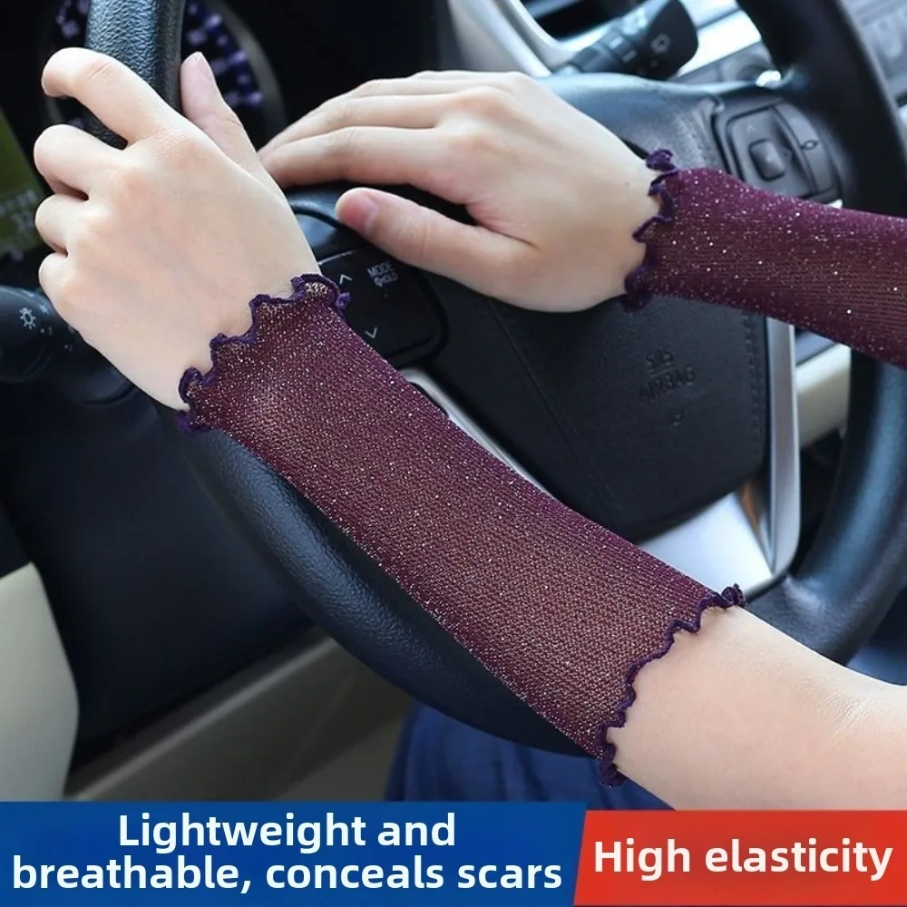 New Ruffled Floral Hand Sleeve Elastic Lace Bracelet Thin Breathable Fake Sleeves Women