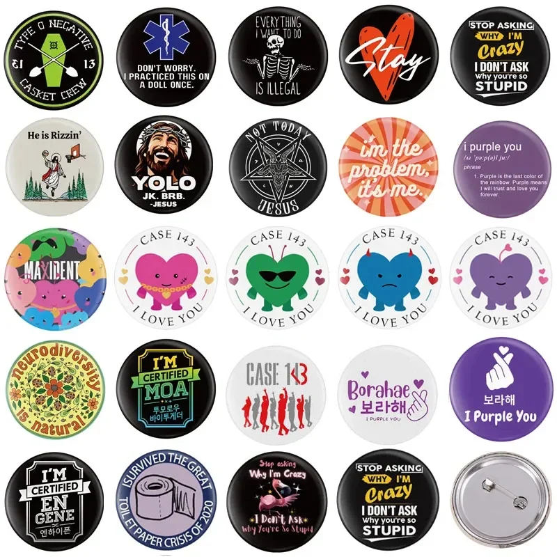 Stay Love Tinplate Soft Button Pins Cartoon Gesture Heart I Purple You Brooches Backpack Lapel Badges Funny Jewelry Accessories