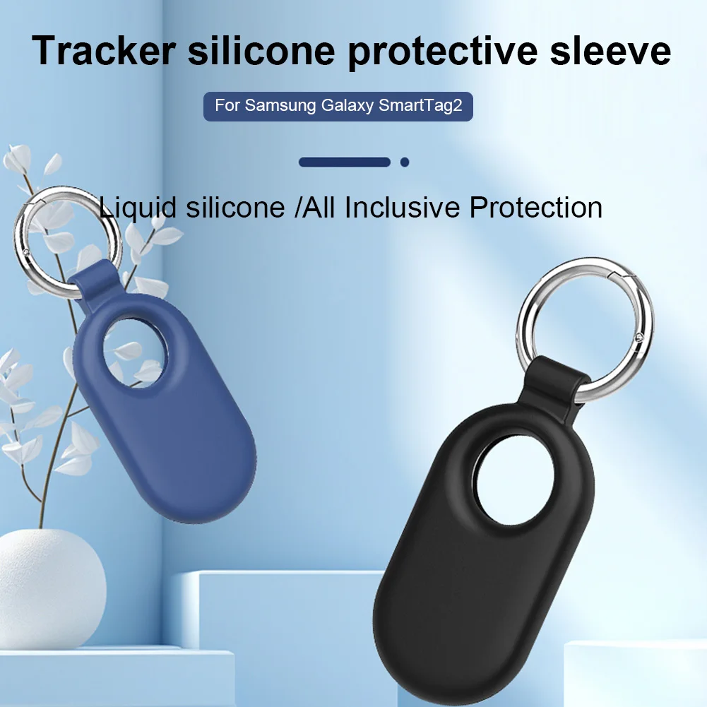 Silicone Case Protective Case Anti-Drop Protective Cover Waterproof Anti-Scratch with Keychain for Samsung Galaxy SmartTag2